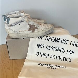 Golden Goose Cream Sneakers with Brown Star
